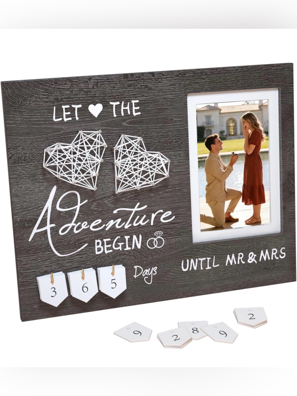 Engagement Rustic Cottagecore Farmhouse Whimsical Wedding Countdown PictureFrame